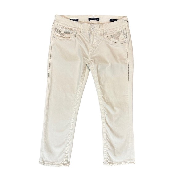 Vigoss The Chelsea Capri White Pants Womens Size 28x21 Embellished Bling Sparkle - Picture 1 of 16
